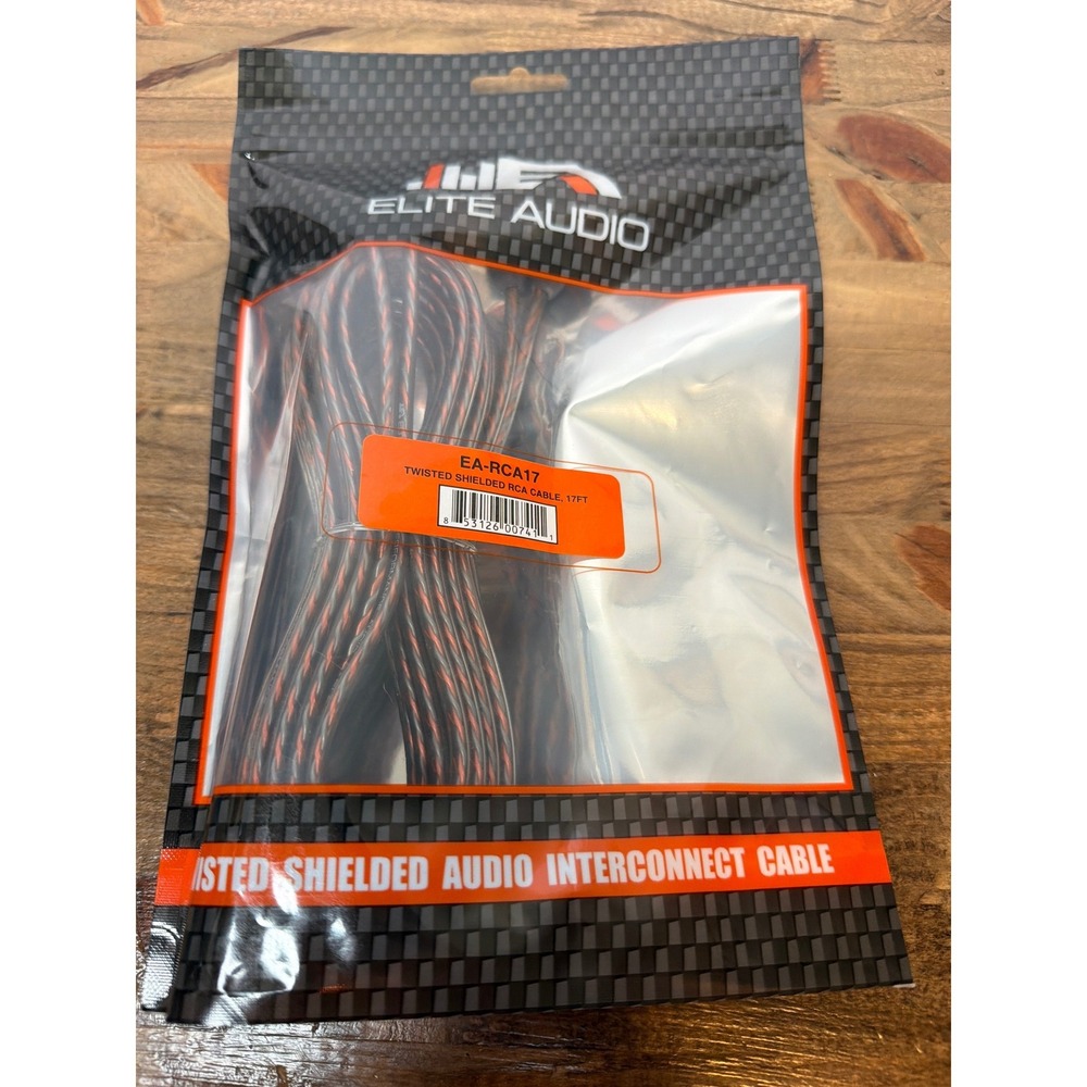 Elite Audio RCA Interconnect Cable 17ft Black Orange Twisted Shielded EA-RCA17